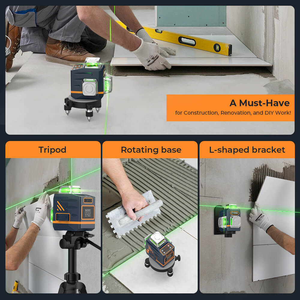 Cigman - CIGMAN CM - 701T 3x360° Laser Level with 1.5m Tripod