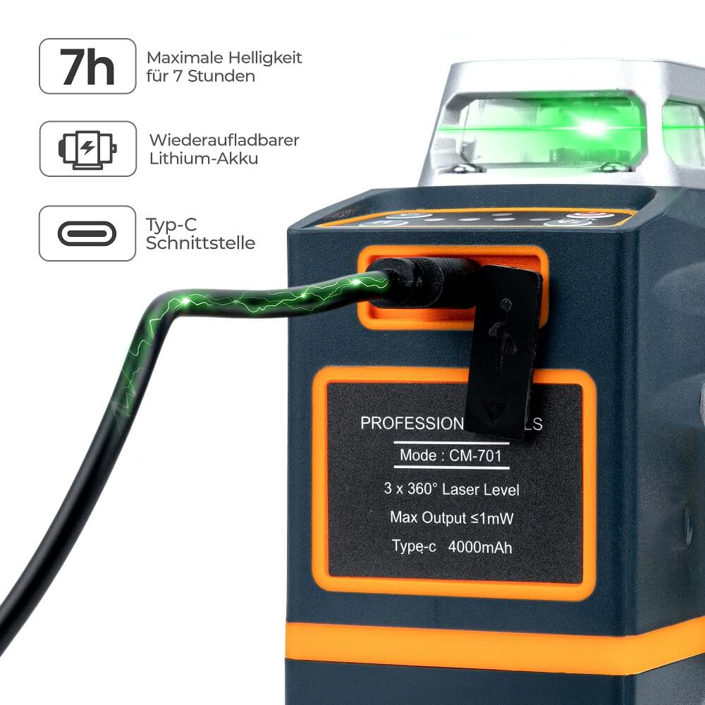 CIGMAN CM-701 3x360° Kreuzlinienlaser mit 12 Linien