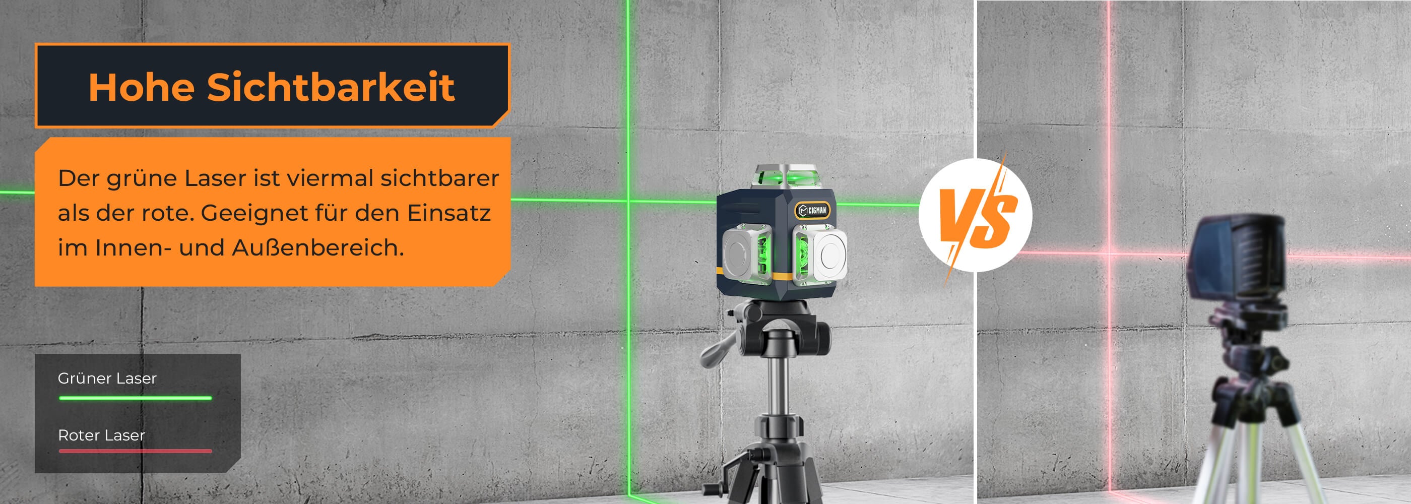 CIGMAN CM-701 3x360° Kreuzlinienlaser mit 12 Linien 