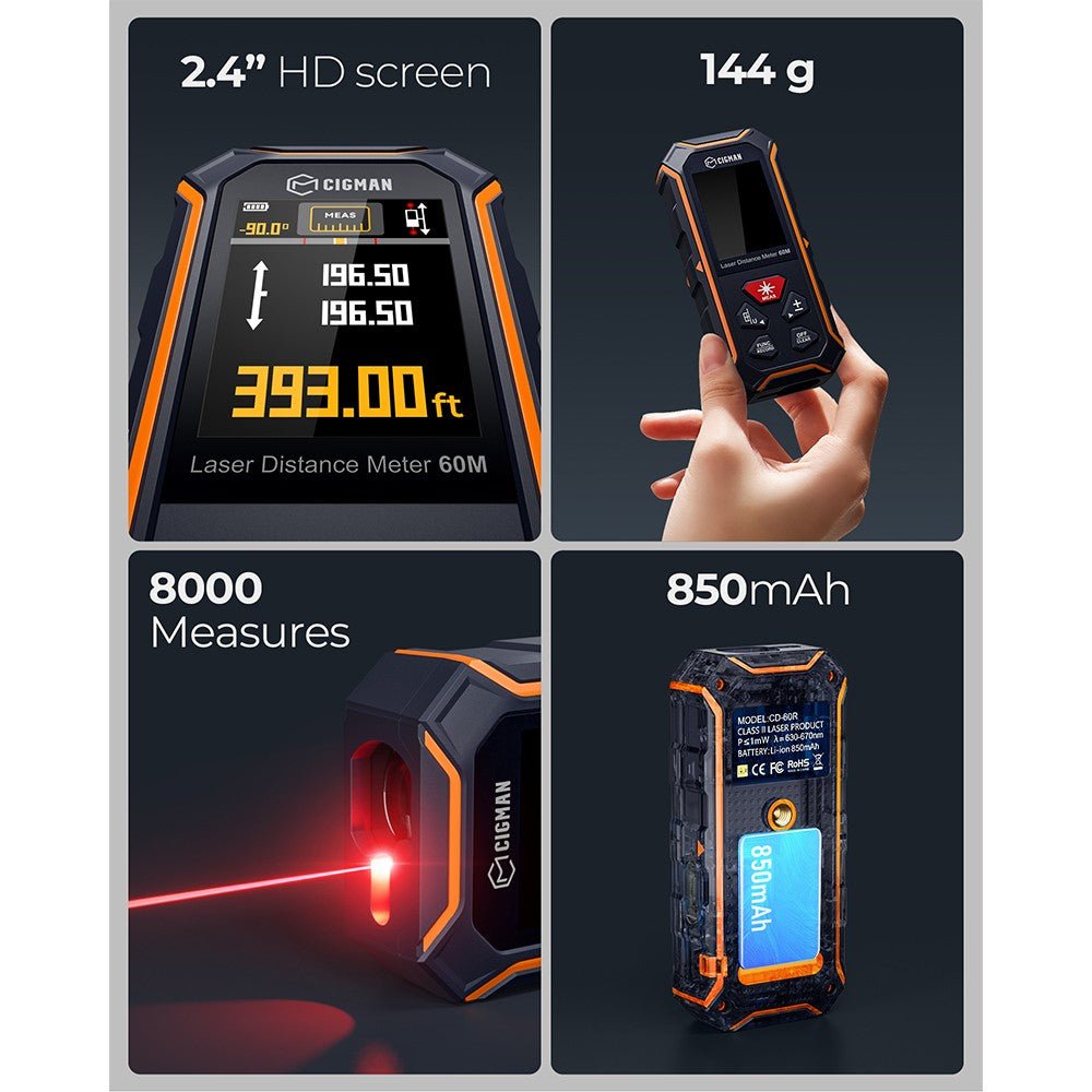 Cigman - CIGMAN CD - 60R 393Ft Bilateral Laser Measure